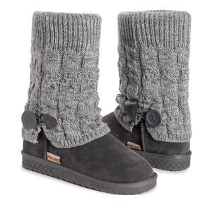 Muk Luks Women's Janie Faux Fur Lined Side Button Cable Knit Boot sz7 NIB